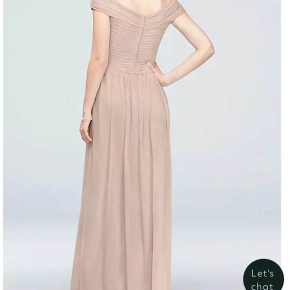 David's Bridal - Crisscross Off-the-Shoulder Mesh Dress - Steel Blue, Size 6 - Picture 10 of 10